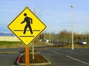 pedestrian sign in a car park | pedestrian safety | Speed Huumps Australia