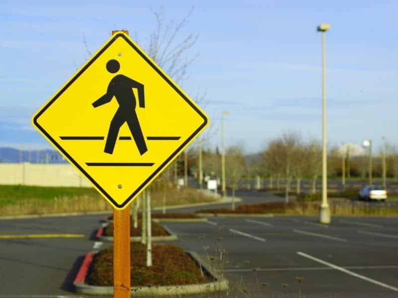 pedestrian sign in a car park | pedestrian safety | Speed Huumps Australia