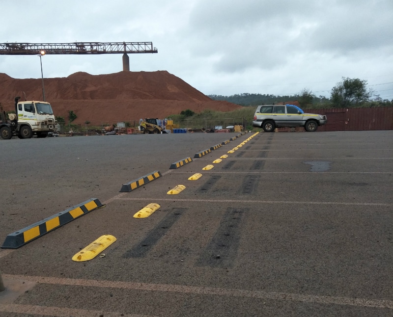 wheel stop and rumble bars in parking bays | car parking safety products | Speed Humps Australia