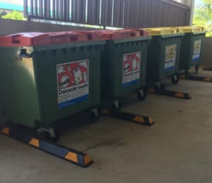 wheel stops deployed to stop rubbish bins rolling | Speed Humps Australia